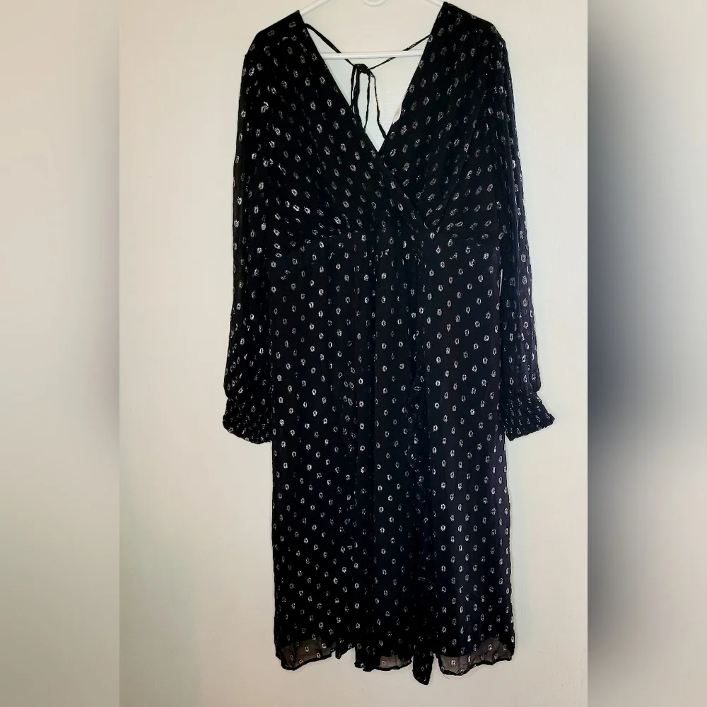 Jessica Simpson Dress Women's Size 2X Maternity Black Dots Flounce Party Event - Picture 1 of 10